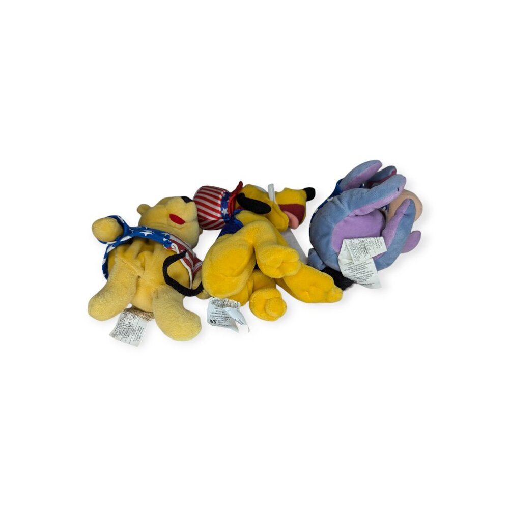 Vintage Disney Store Patriotic Beanie Plush Characters Pluto, Pooh & Eeyore - Picture 8 of 14